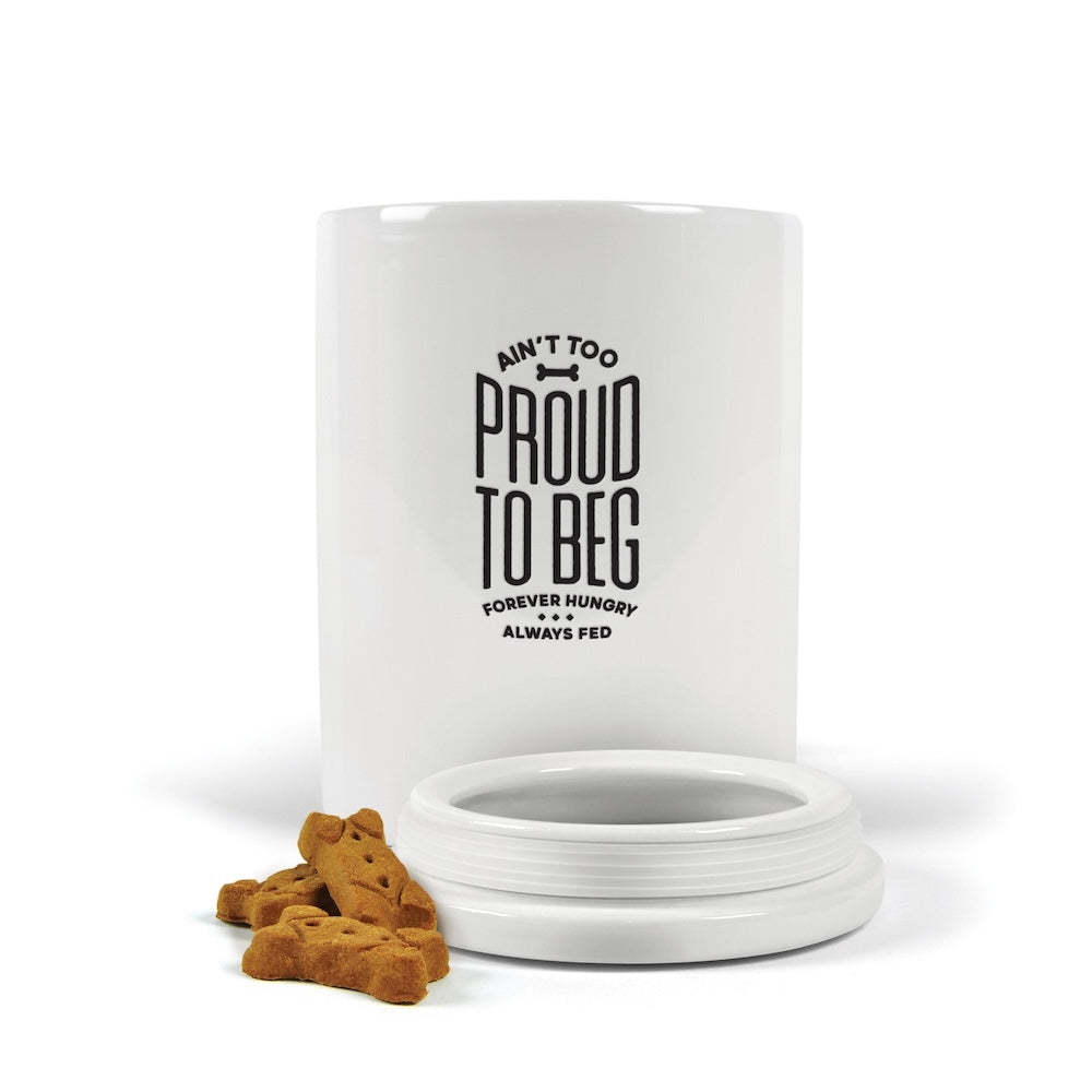 Fred Howligans Ceramic Treat Jar - Ain't Too Proud To Beg