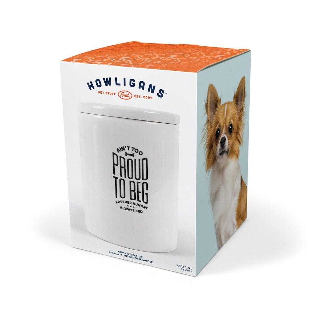 Fred Howligans Ceramic Treat Jar - Ain't Too Proud To Beg