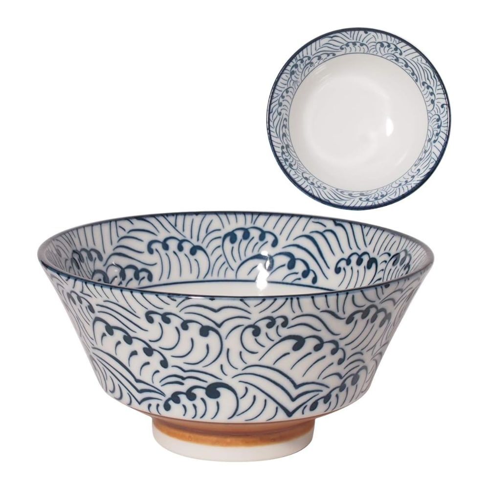 Minoru Pottery Suzu Namimon Japanese Porcelain Ramen Bowl