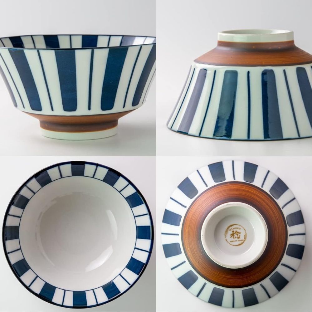 Minoru Pottery Suzu Tokusa Japanese Porcelain Ramen Bowl