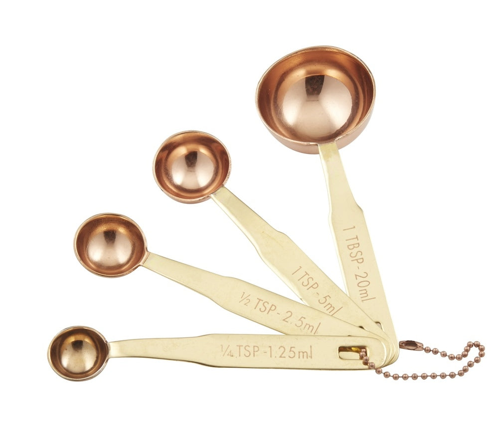 Academy Copper Plated Measuring Spoon with Brass Handles (Set of 4)