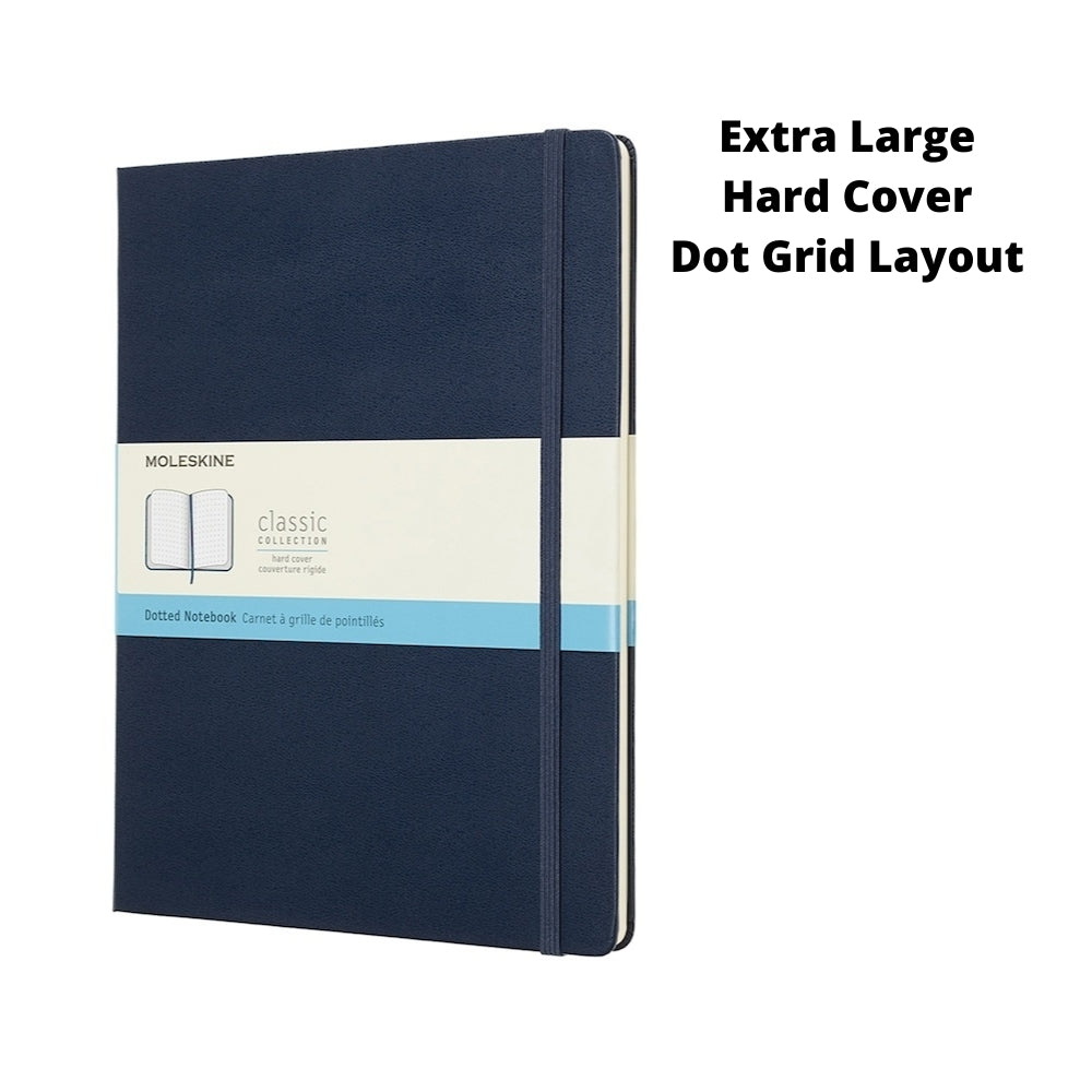 Moleskine Classic Extra Large Hard Cover Notebook Dot Grid - Sapphire Blue