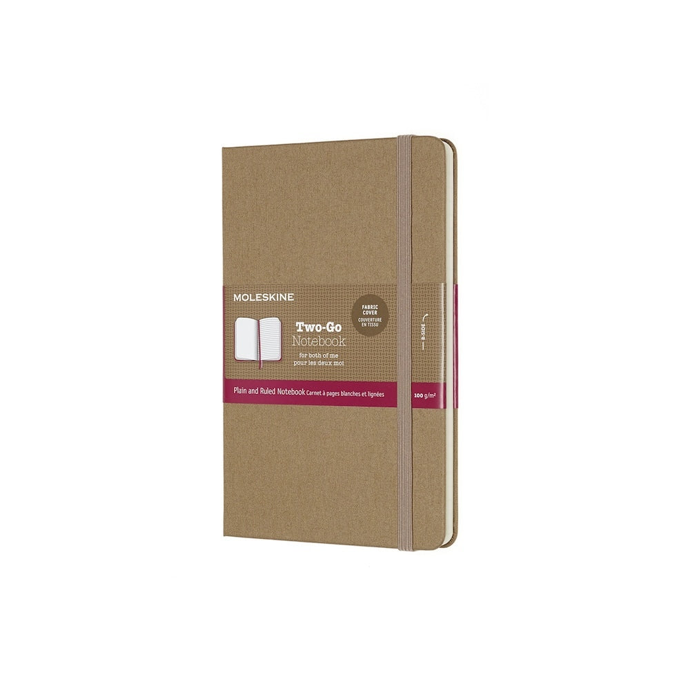 Moleskine Two-Go Notebook Canvas Cover - Ruled + Plain - Medium - Kraft Brown