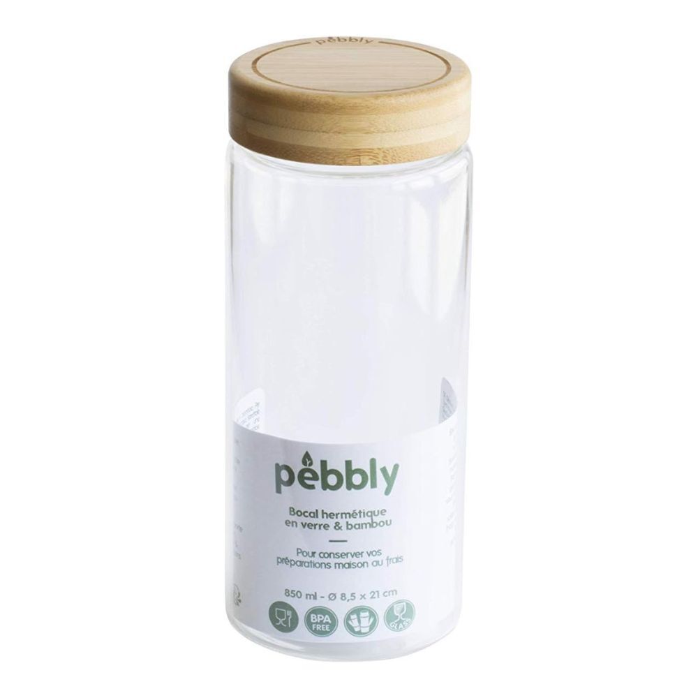 Pebbly Round Canister with Bamboo Lid 850ml