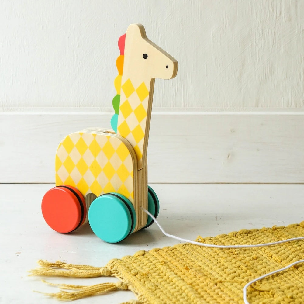 Petit Collage Giraffe on the Go Wooden Pull Toy