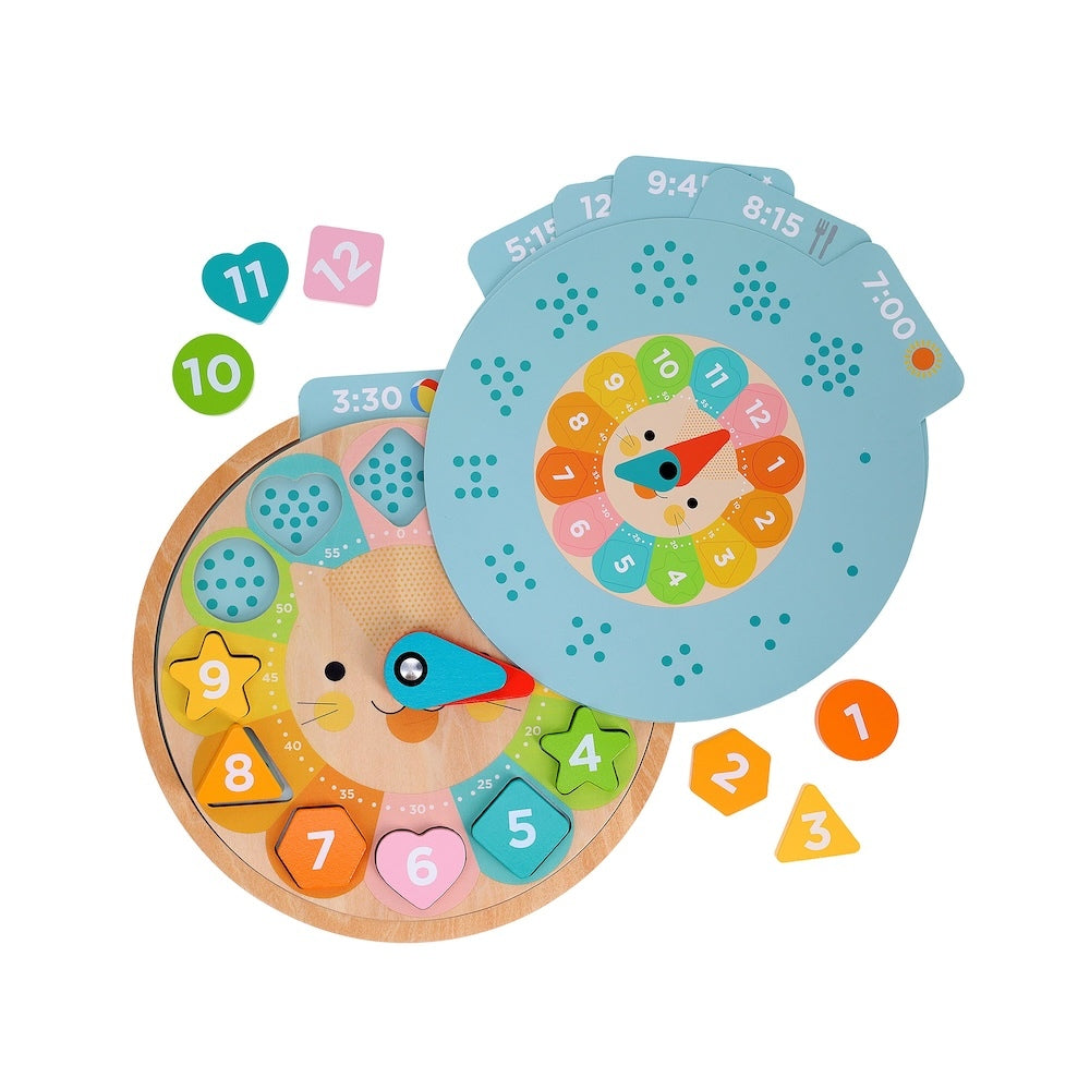 Petit Collage Multi-Language Wooden Learning Clock Puzzle