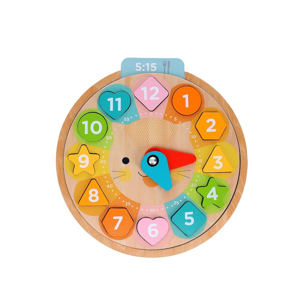 Petit Collage Multi-Language Wooden Learning Clock Puzzle