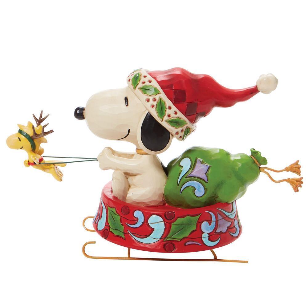 Peanuts by Jim Shore Santa Snoopy in Dog Bowl Sled