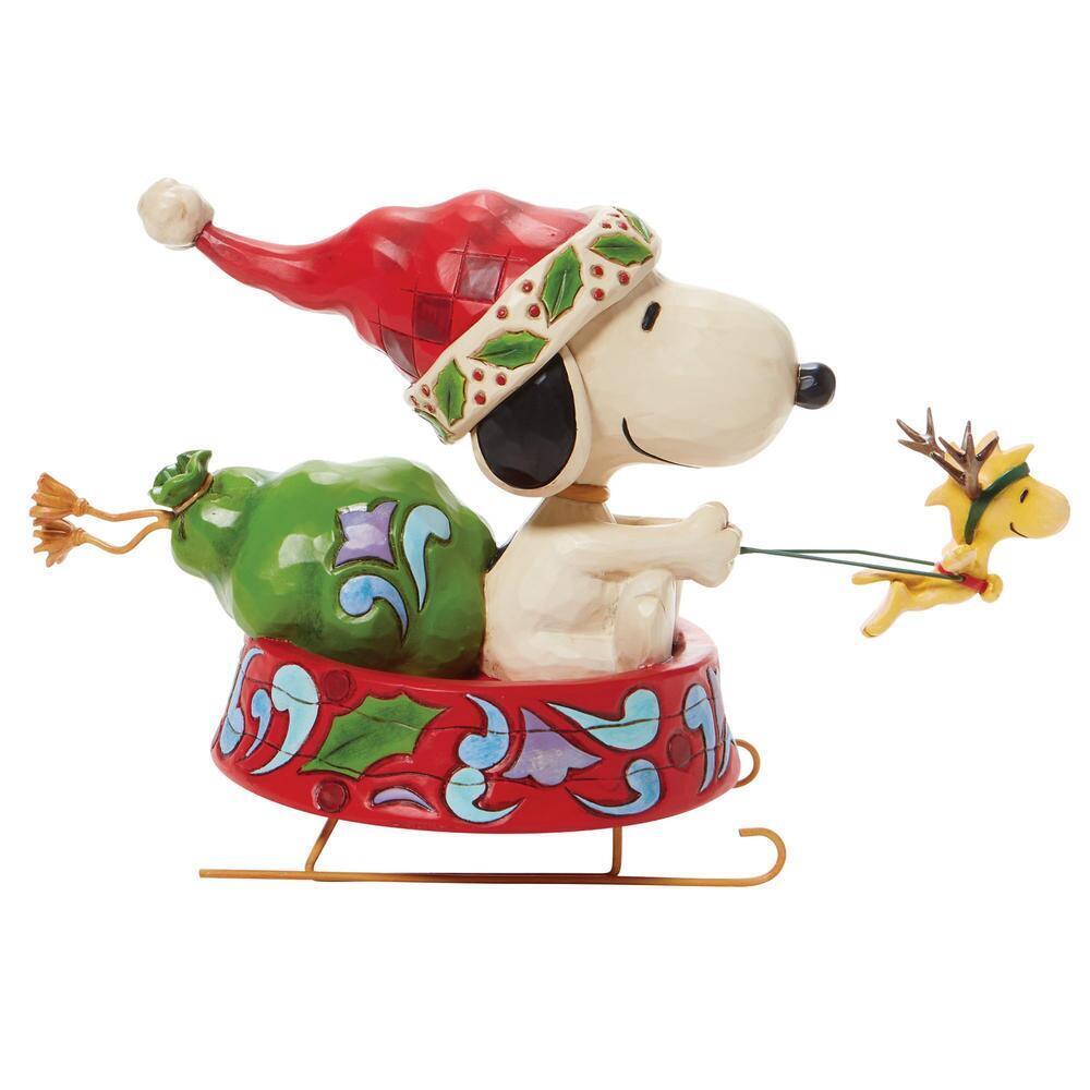 Peanuts by Jim Shore Santa Snoopy in Dog Bowl Sled