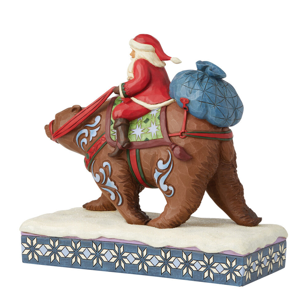 Heartwood Creek Santa Riding Brown Bear 20cm