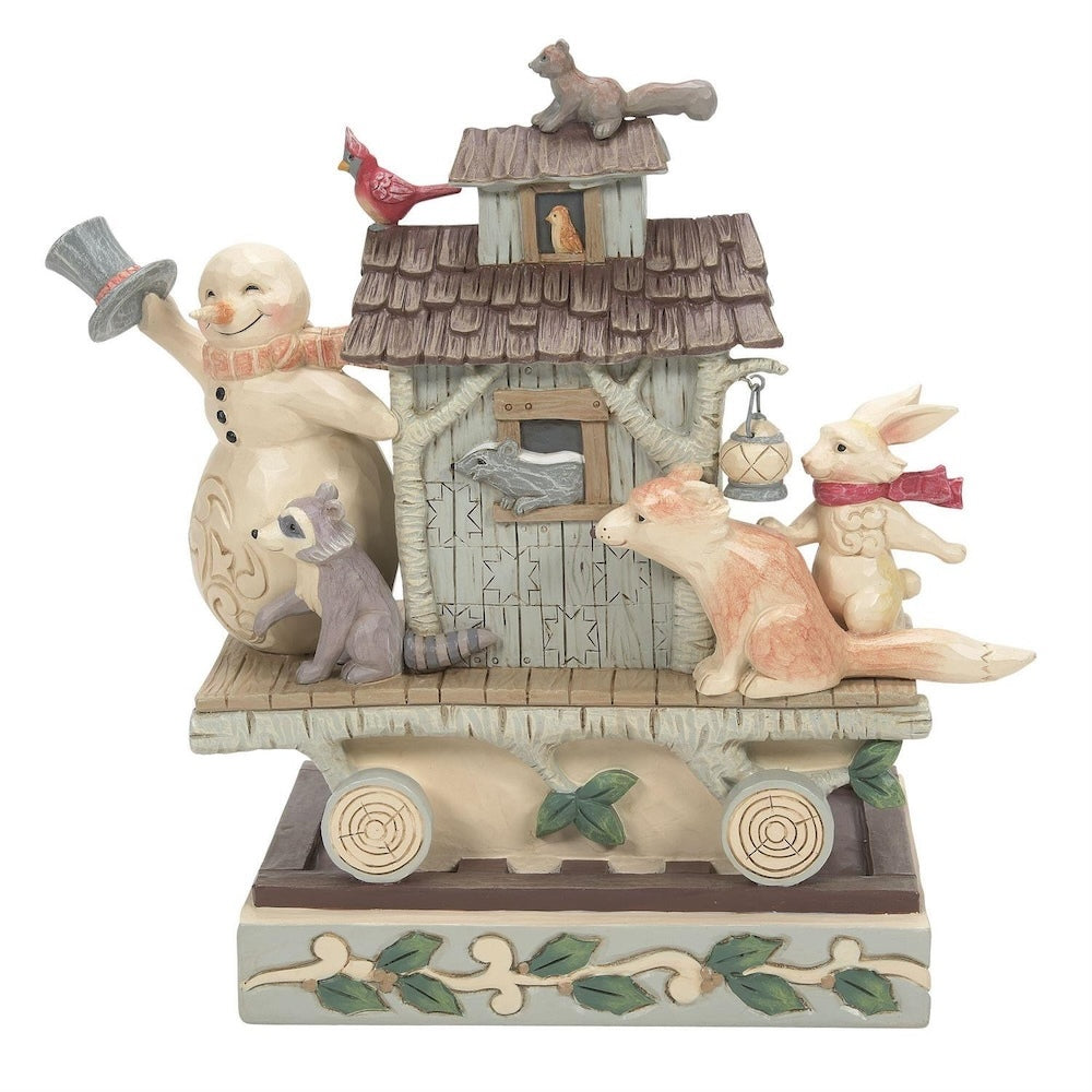 Heartwood Creek White Woodland Snowman Caboose