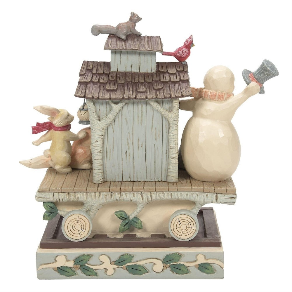 Heartwood Creek White Woodland Snowman Caboose