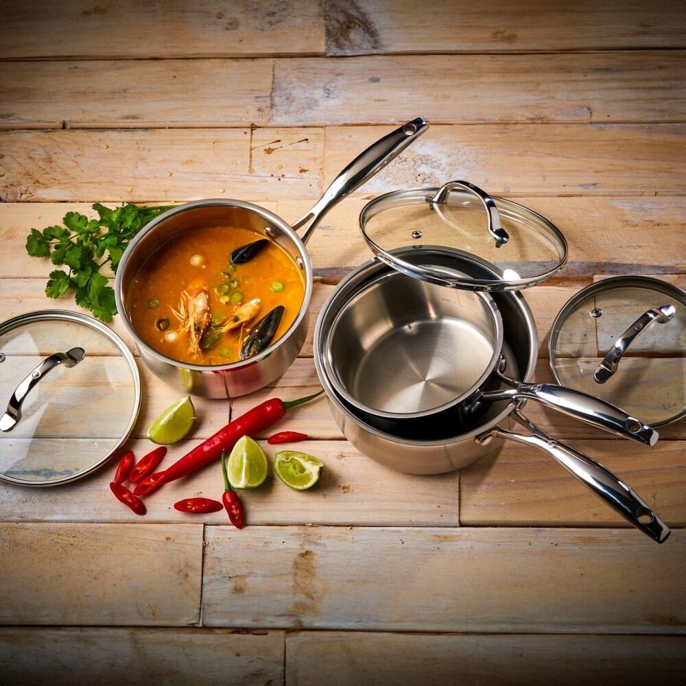 Swiss Diamond Premium Steel Induction Saucepan 3pc Set