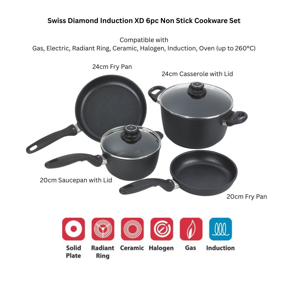Swiss Diamond Induction XD 6pc Non Stick Cookware Set