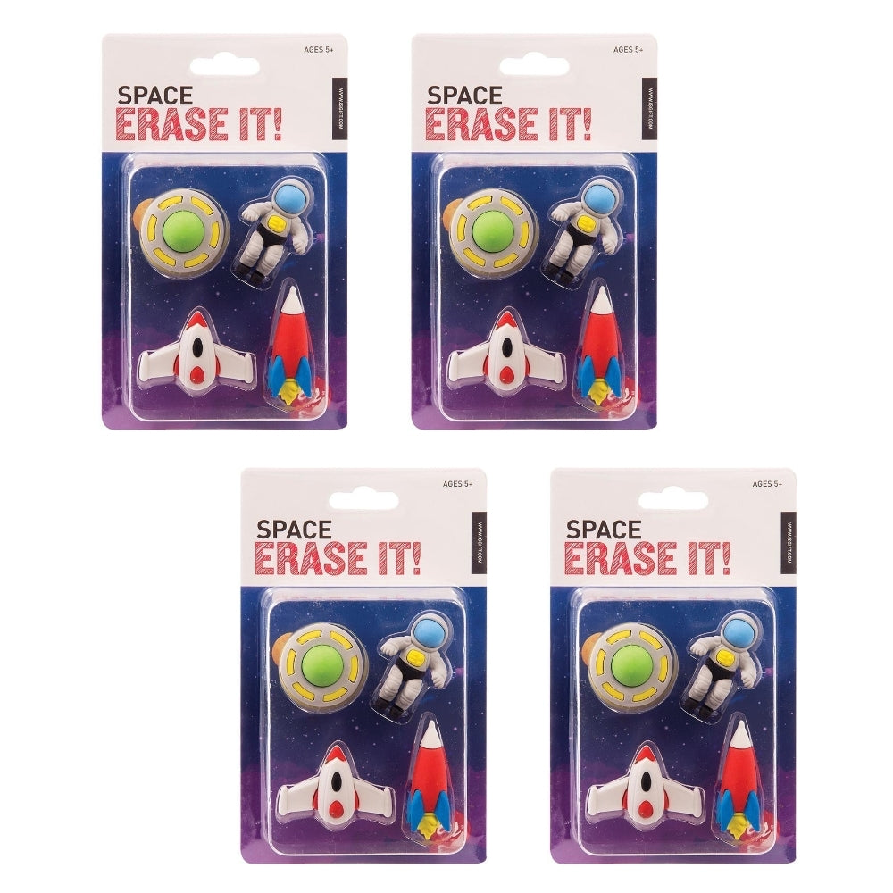 IS Gift Erase It! Space Set of 4 Erasers (4 Packs)