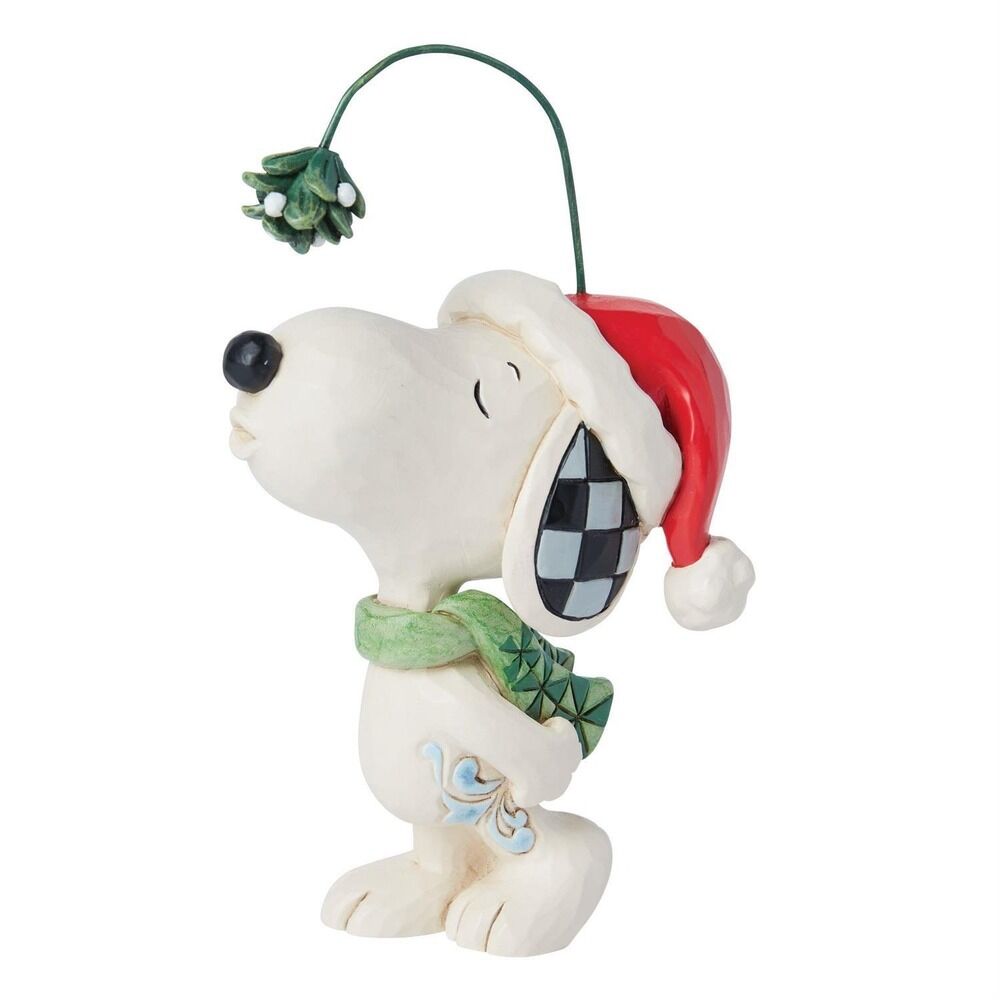 Peanuts by Jim Shore Mini Christmas Hat Snoopy with Mistletoe