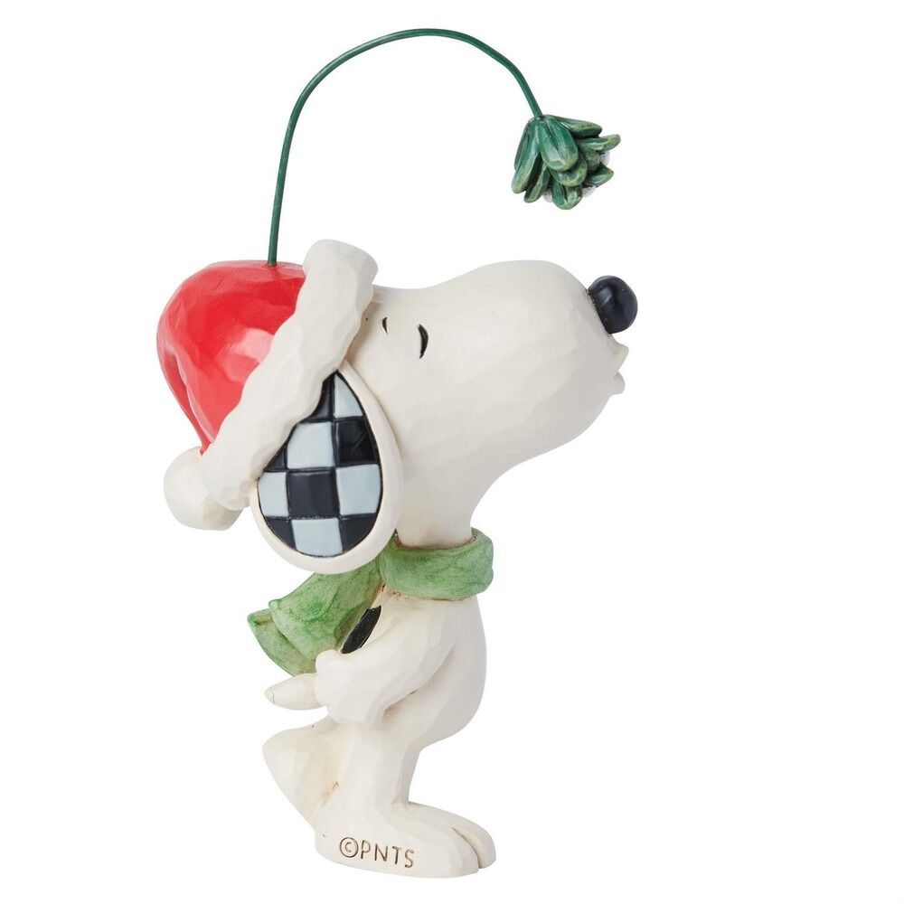 Peanuts by Jim Shore Mini Christmas Hat Snoopy with Mistletoe