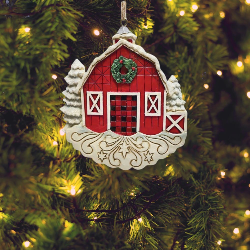 Country Living By Jim Shore Red Barn Hanging Ornament