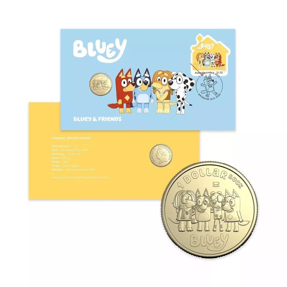 2024 Bluey $1 Privy Mark Postal Numismatic Cover (PNC) - Bluey & Friends