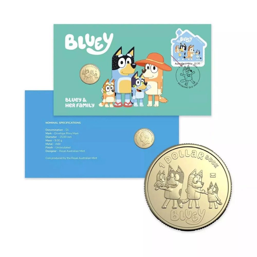 2024 Bluey $1 Privy Mark Postal Numismatic Cover (PNC) - Bluey & Her Family