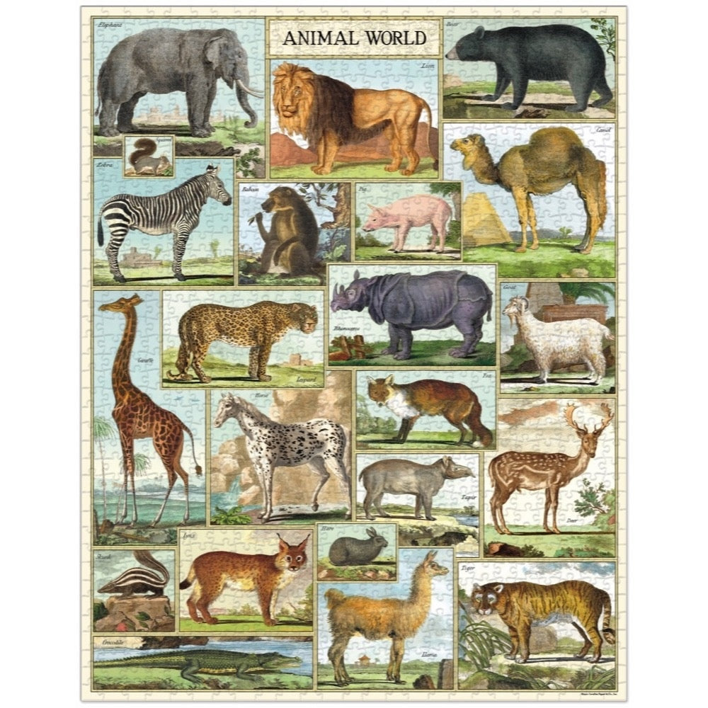 Cavallini Vintage Puzzle Animal World 1000 Piece