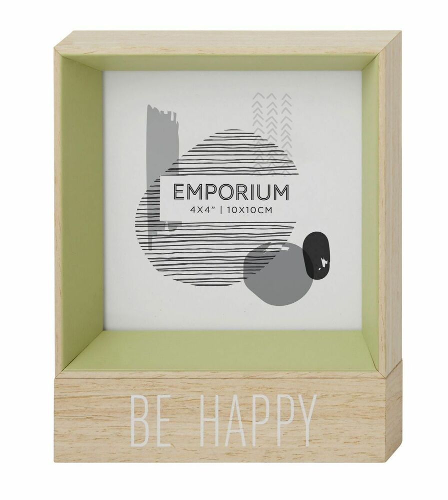 Emporium Be Happy Wooden 4x4 Photo Frame