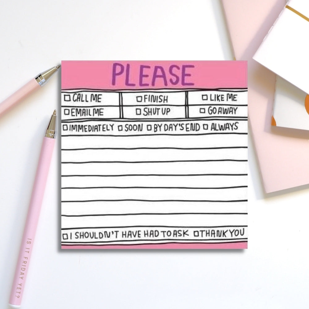 Knock Knock Hand Lettered Sticky Notes - Please