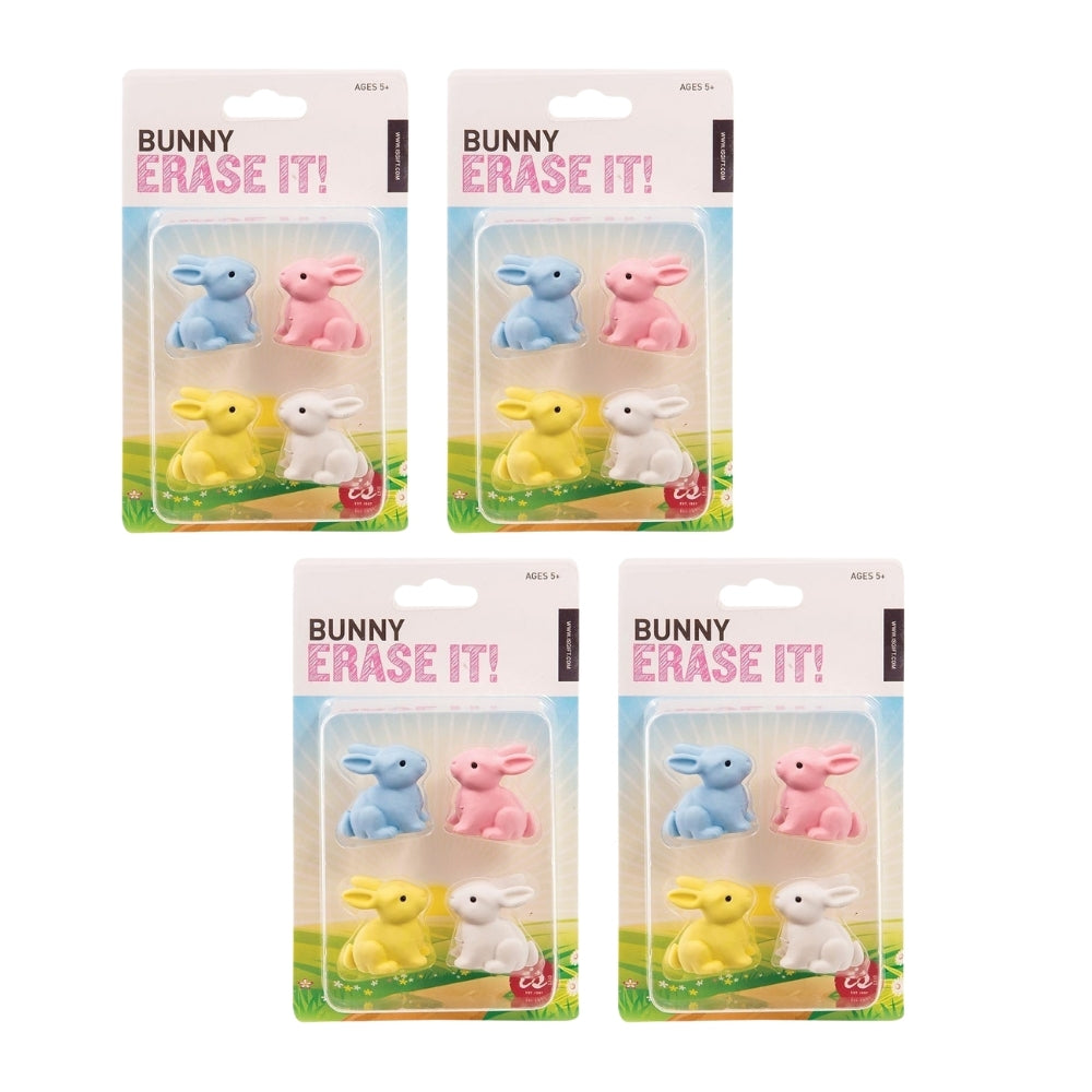 Erase It! Colourful Bunnies Set of 4 Erasers (4 Packs)