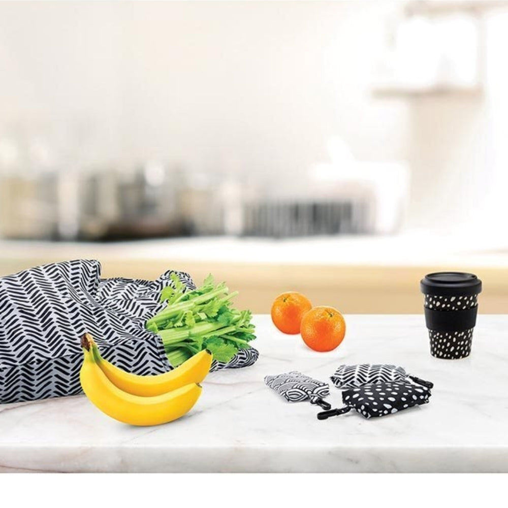 IS Gift Foldable Shopper with Clip Monochrome (Set of 3) Assorted