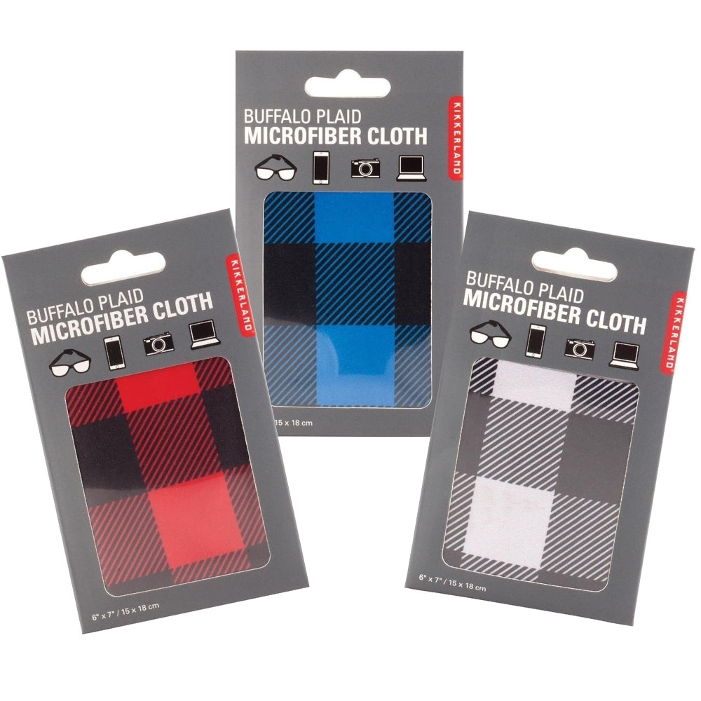 Kikkerland Buffalo Plaid Microfiber Cloth (Set of 3)