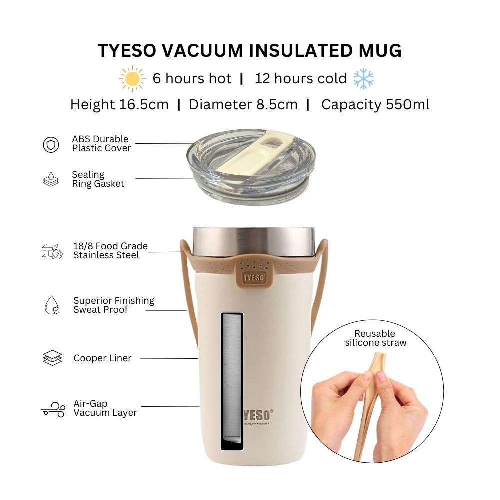 TYESO Stainless Steel Insulated Tumbler 550ml