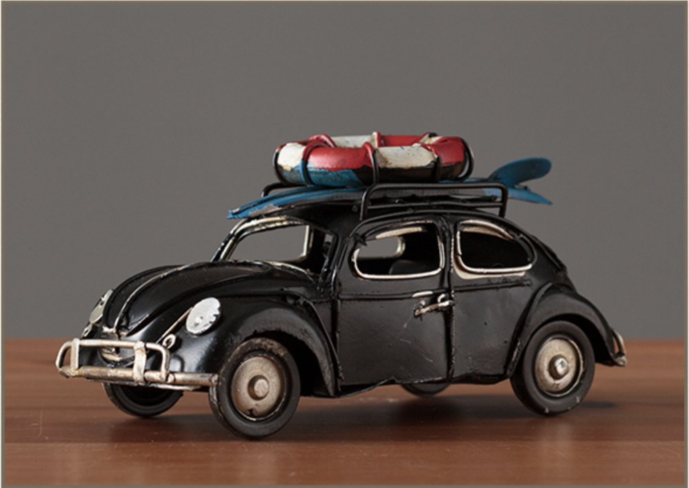Vintage Diecast Beetle with Surfboard and Lifebuoy