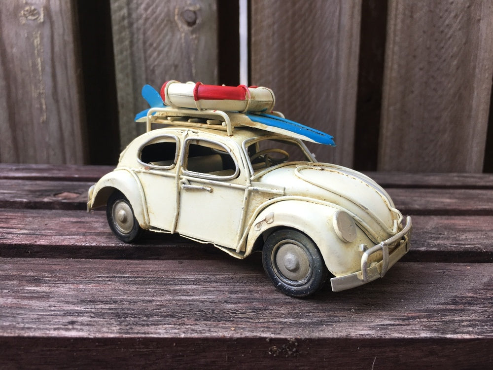 Vintage Diecast Beetle with Surfboard and Lifebuoy