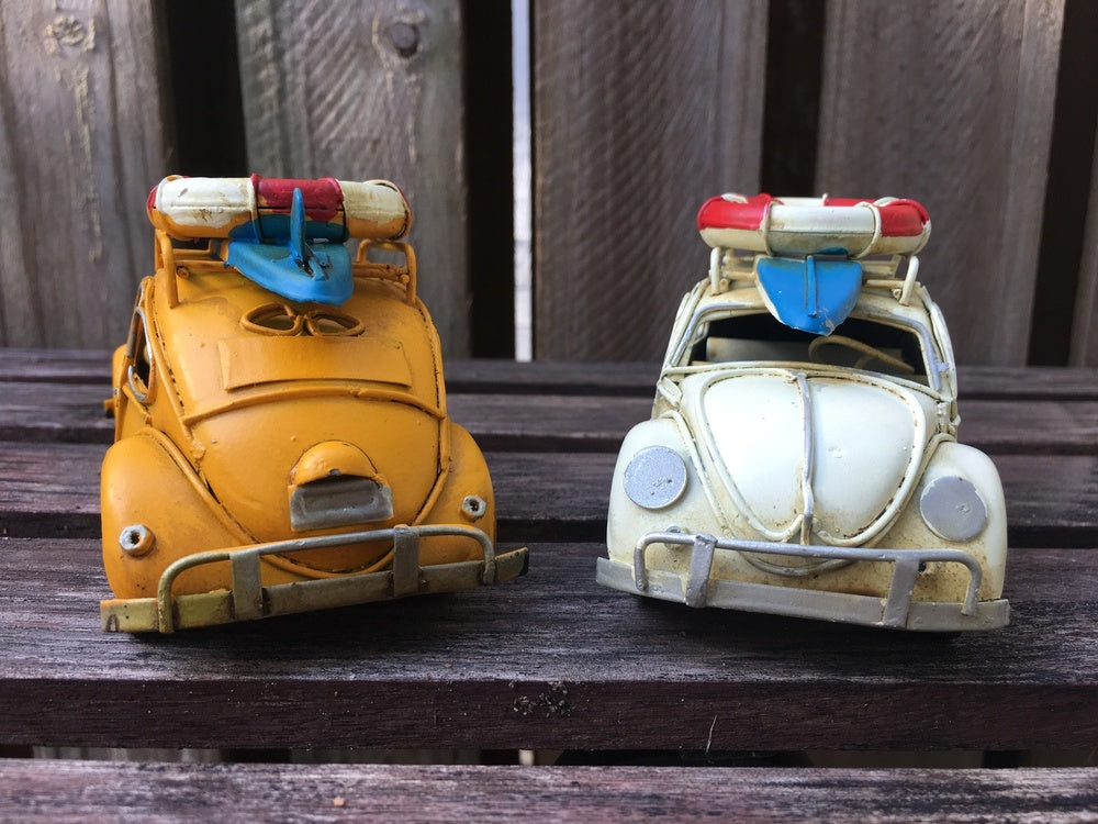 Vintage Diecast Beetle with Surfboard and Lifebuoy