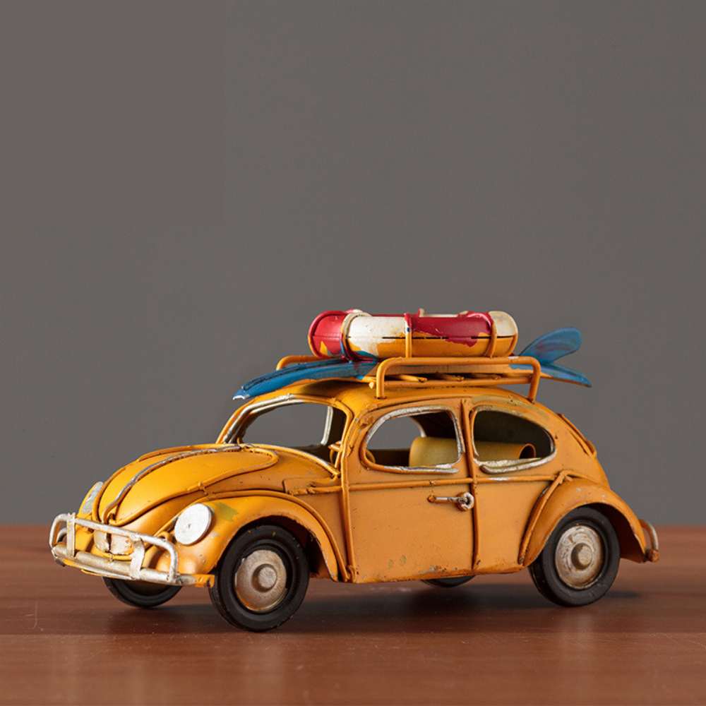 Vintage Diecast Beetle with Surfboard and Lifebuoy