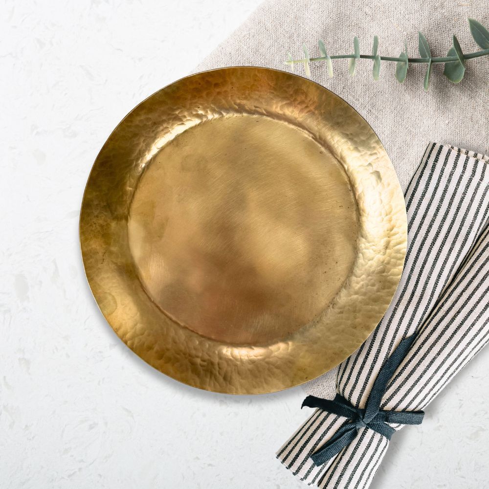 Handcrafted Brass Serving Plate 22cm