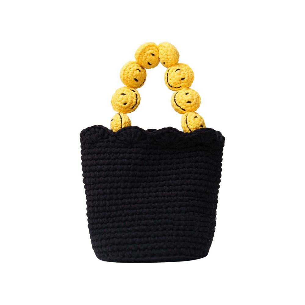 Handmade Smiley Face Knit Tote Bag