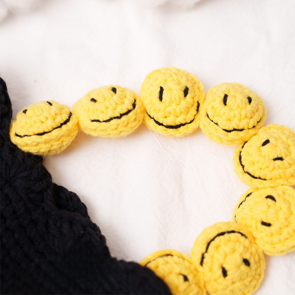 Handmade Smiley Face Knit Tote Bag