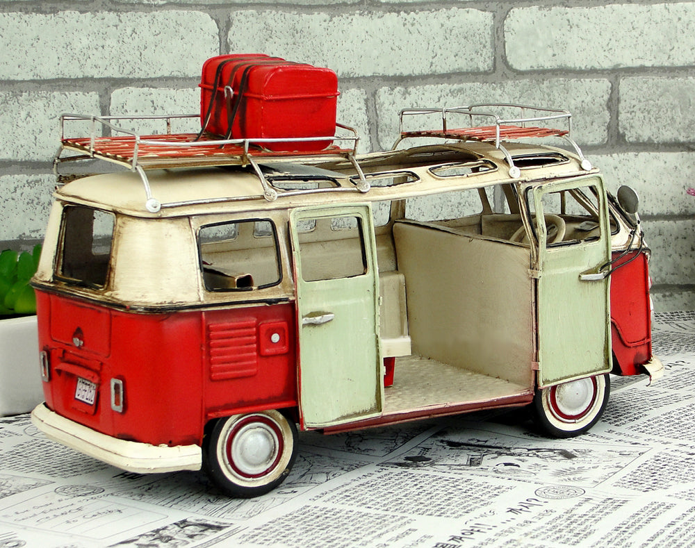 VW Replica Vintage Metal Red Kombi Camper with Photo Frame