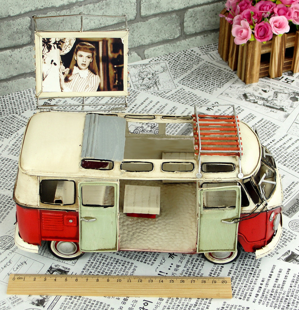 VW Replica Vintage Metal Red Kombi Camper with Photo Frame
