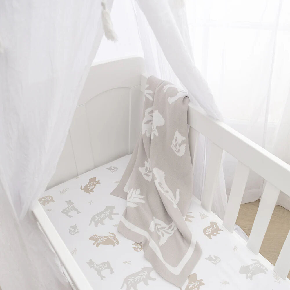 Lolli Living Cotton Knitted Pram Blanket - Bosco Bear