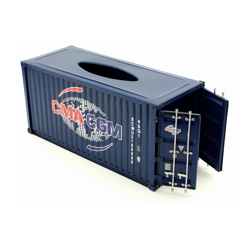 CMA CGM Vintage Diecast Metal Shipping Container Tissue Box