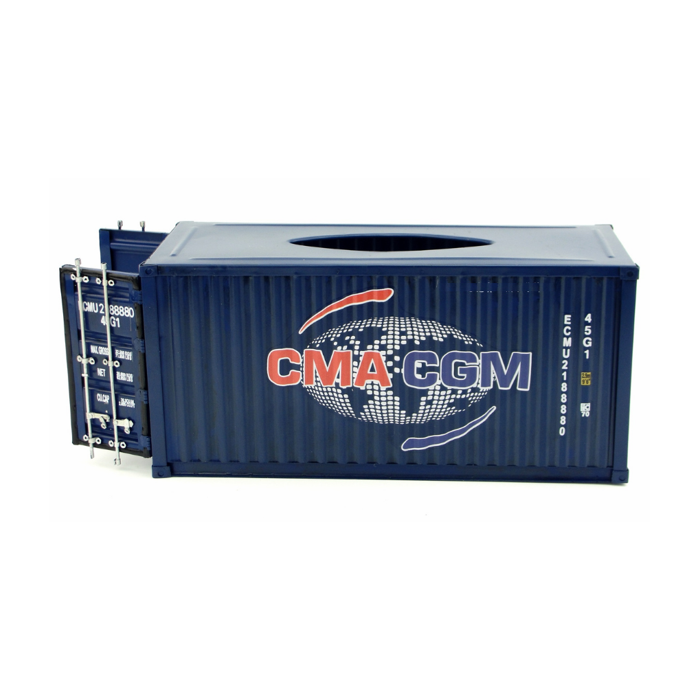 CMA CGM Vintage Diecast Metal Shipping Container Tissue Box