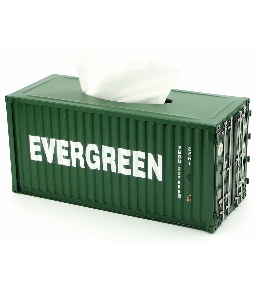 Evergreen Vintage Diecast Metal Cargo Container Tissue Box