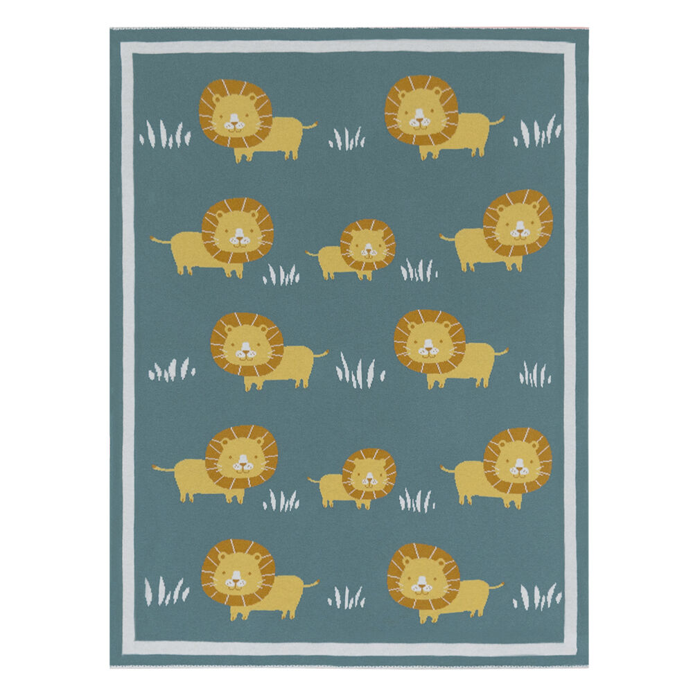 Lolli Living Cotton Knitted Pram Blanket - Day at the Zoo