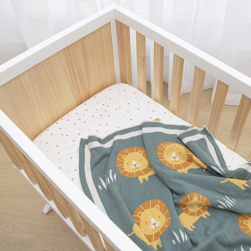 Lolli Living Cotton Knitted Pram Blanket - Day at the Zoo