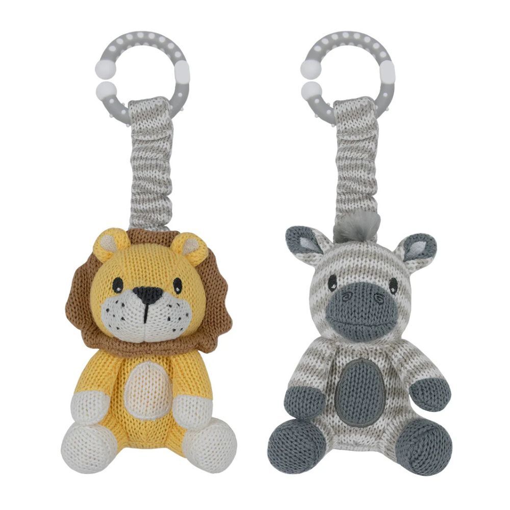 Living Textiles 2pk Stroller Toys - Zebra & Lion