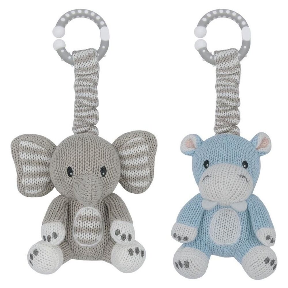 Living Textiles 2pk Stroller Toys - Elephant & Hippo