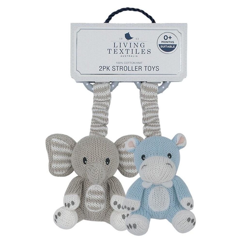 Living Textiles 2pk Stroller Toys - Elephant & Hippo