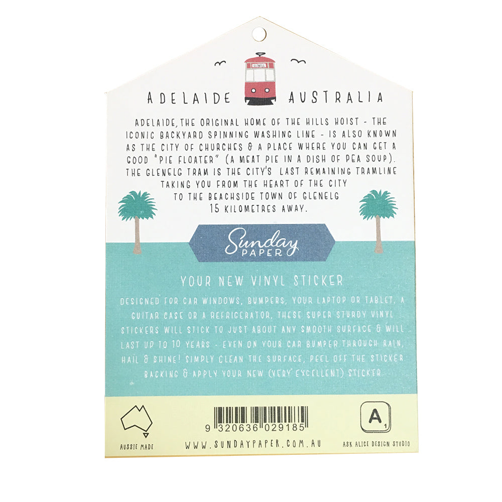 Sunday Paper Vinyl Bumper Sticker - Adelaide